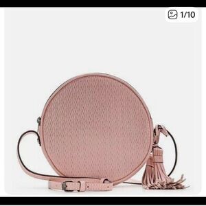 Patricia Nash Twisted Woven Leather Scafati Canteen Purse Crossbody Blush Pink